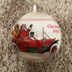 Christmas 1984 santa satin ornament.